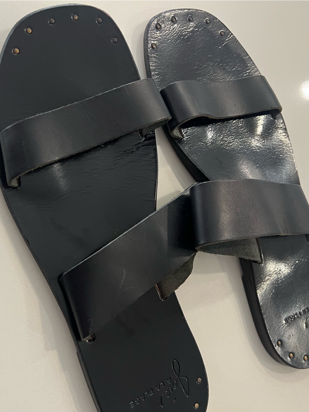 Joie Black Double-Strap Leather Sandals 39.5